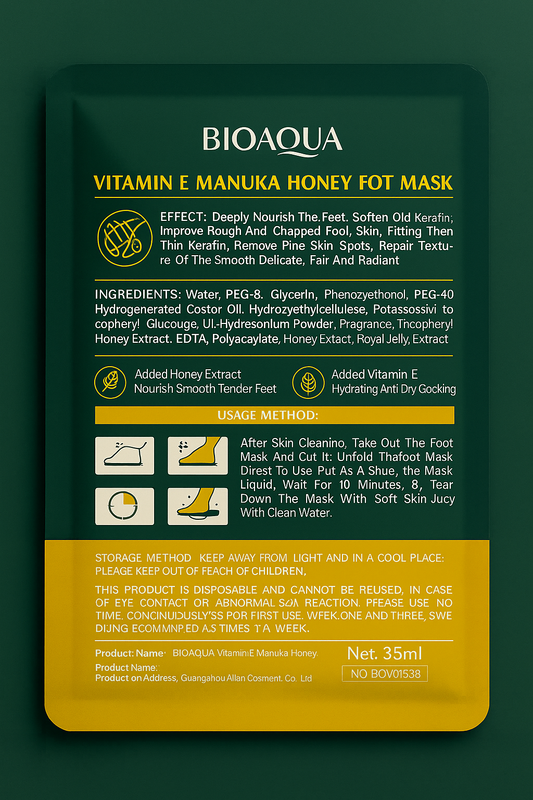 BIOAQUA Vitamin E & Manuka Honey Маска за крака